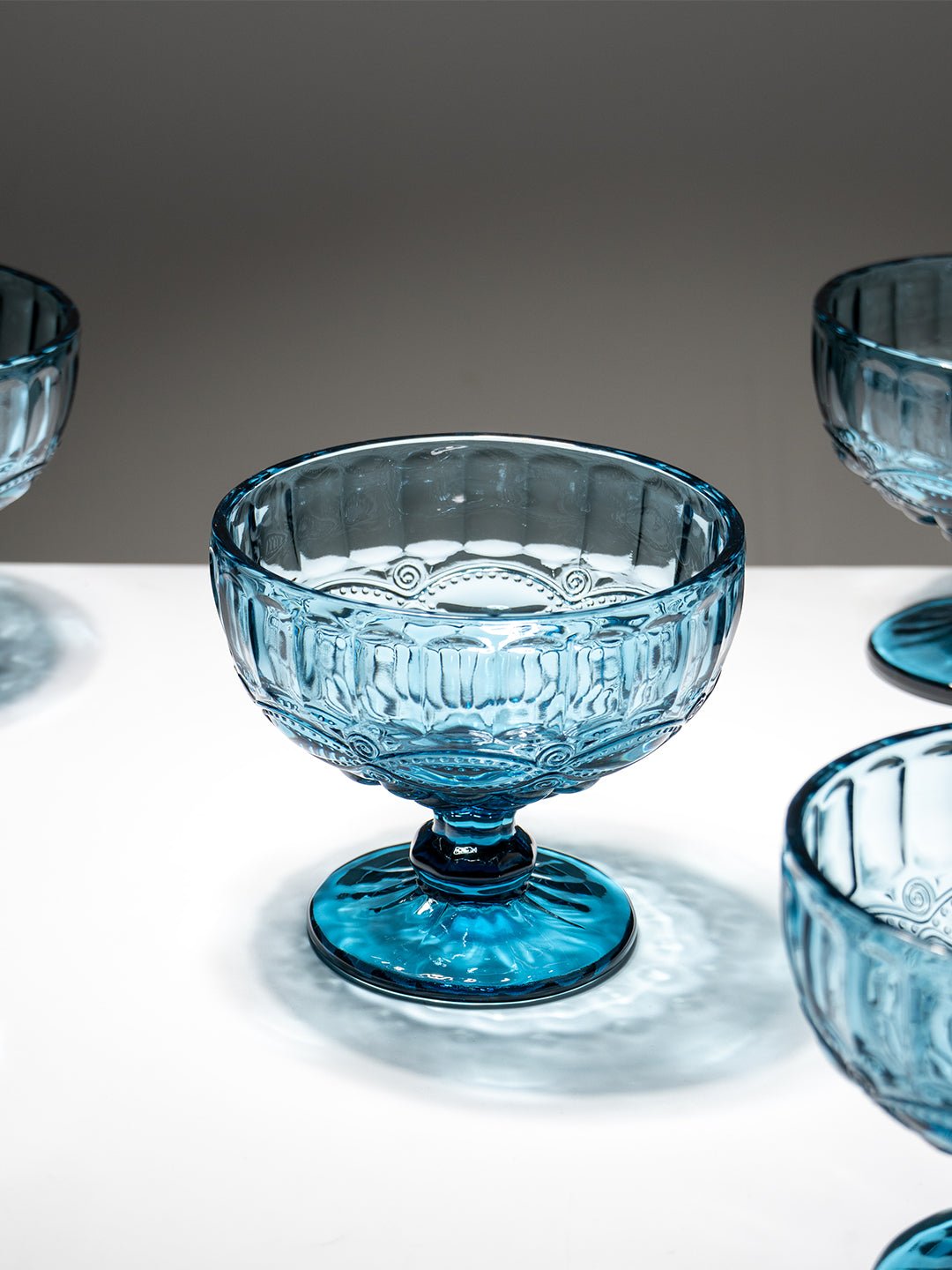 Ocean-Blue Embossed Dessert Cups - Set of 6 - The Golden Theory