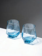 Ocean Blue Geometric Glasses - Set of 6 - The Golden Theory