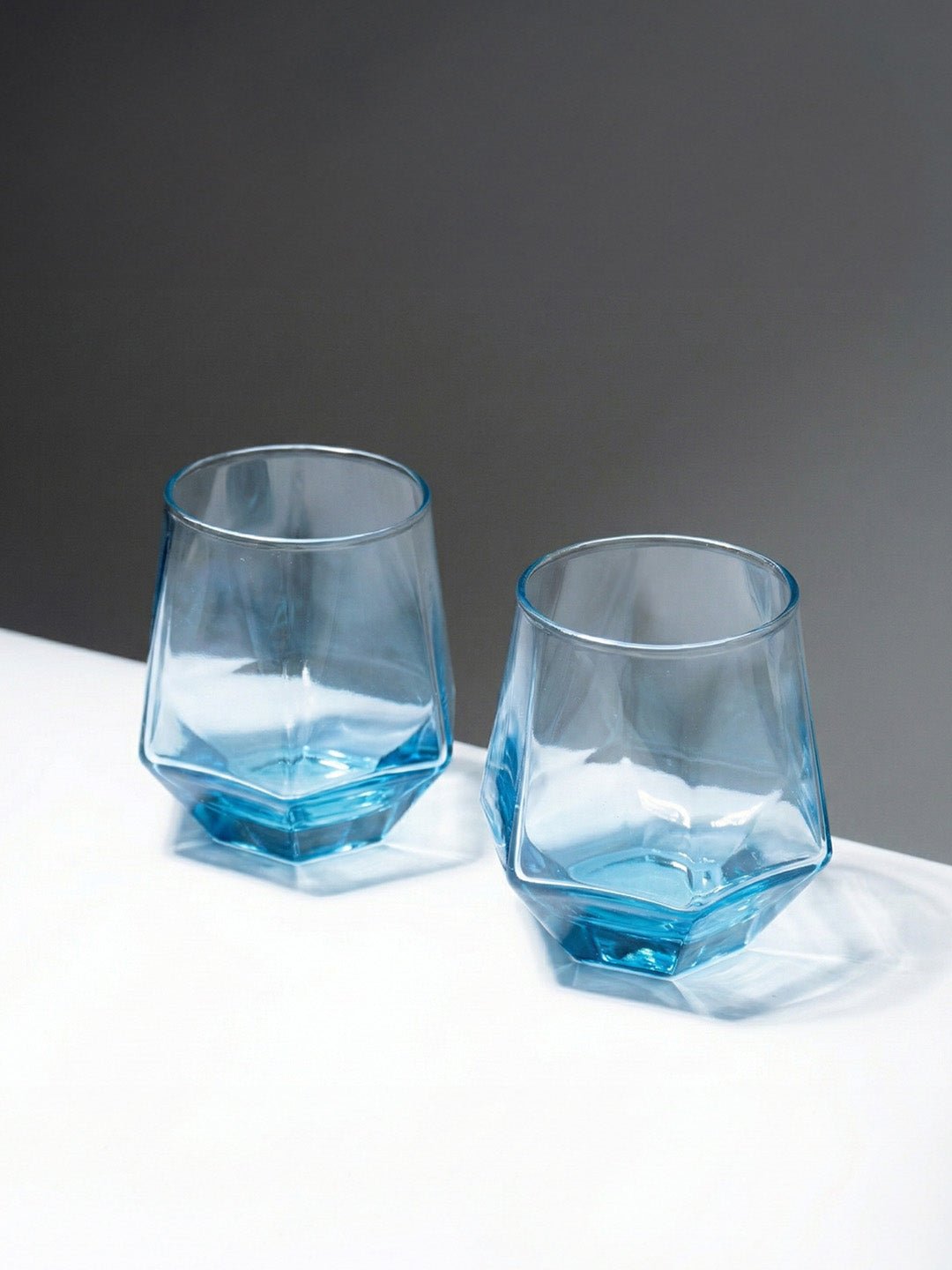 Ocean Blue Geometric Glasses - Set of 6 - The Golden Theory