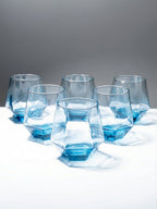 Ocean Blue Geometric Glasses - Set of 6 - The Golden Theory