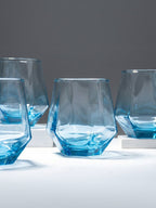 Ocean Blue Geometric Glasses - Set of 6 - The Golden Theory