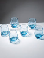 Ocean Blue Geometric Glasses - Set of 6 - The Golden Theory