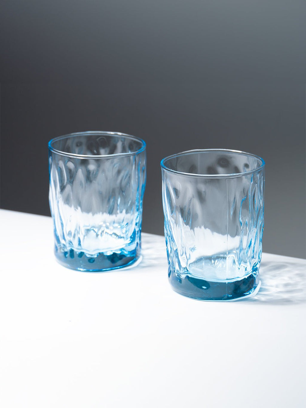 Ocean-Blue Textured Whiskey Glasses - Set of 6 - The Golden Theory