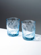 Ocean-Blue Textured Whiskey Glasses - Set of 6 - The Golden Theory