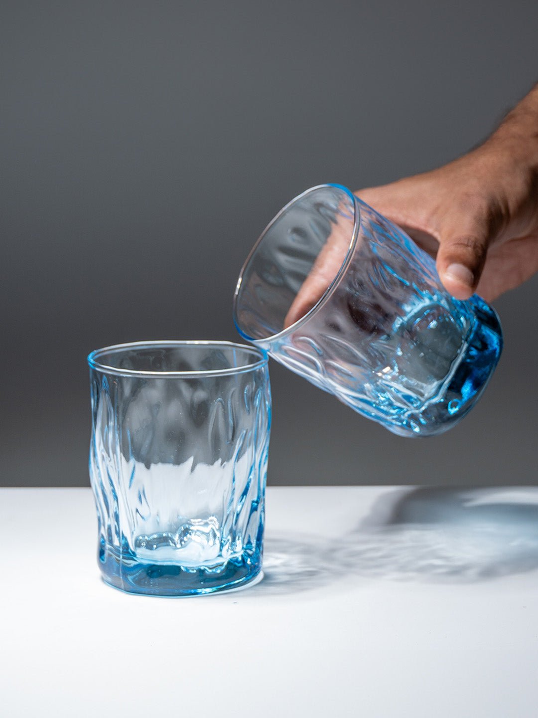 Ocean-Blue Textured Whiskey Glasses - Set of 6 Secondary image