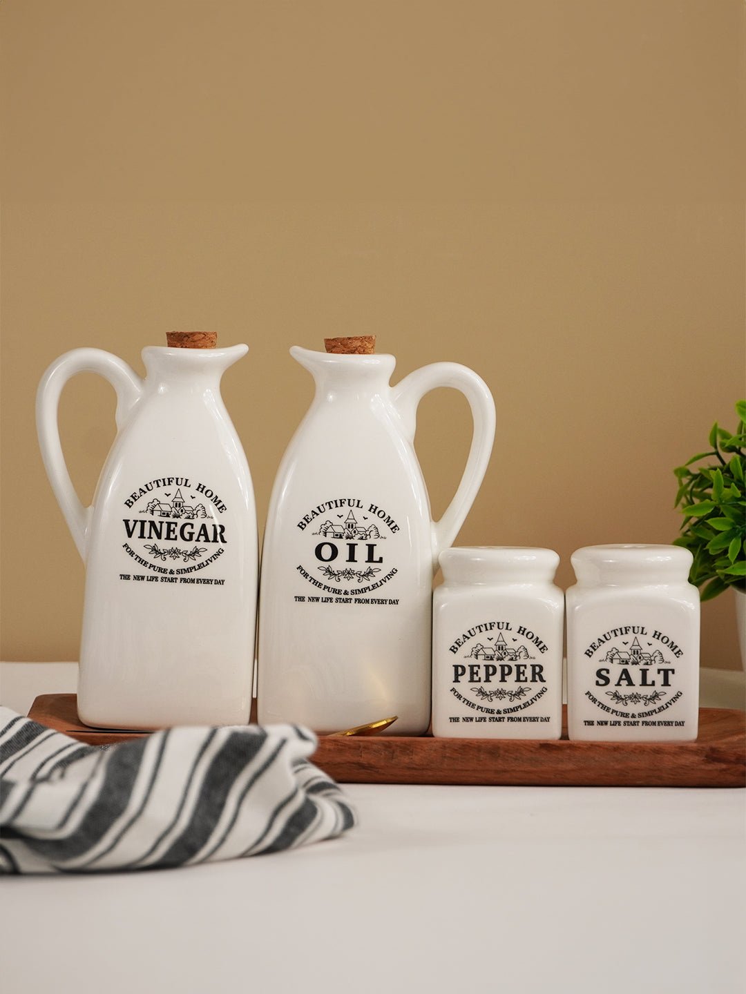 Oil and Vinegar Cruet Dressing Set of 4 - The Golden Theory Main image