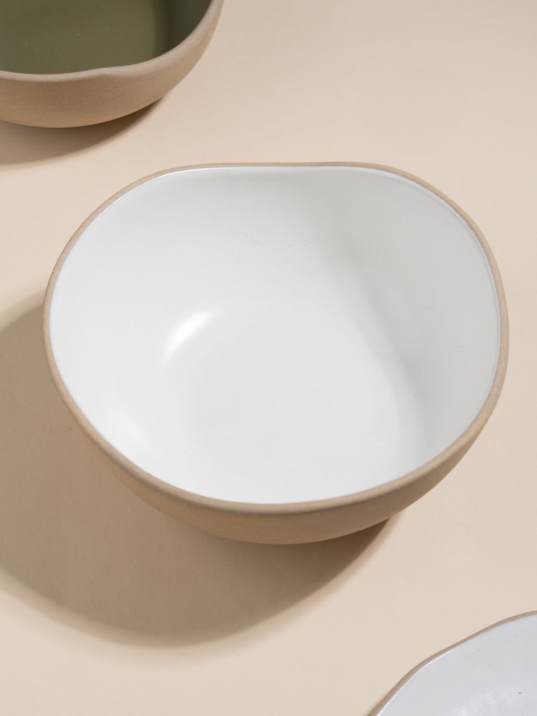 Olive Green & Beige Mix Ceramic Dinner Set of 23 - The Golden Theory