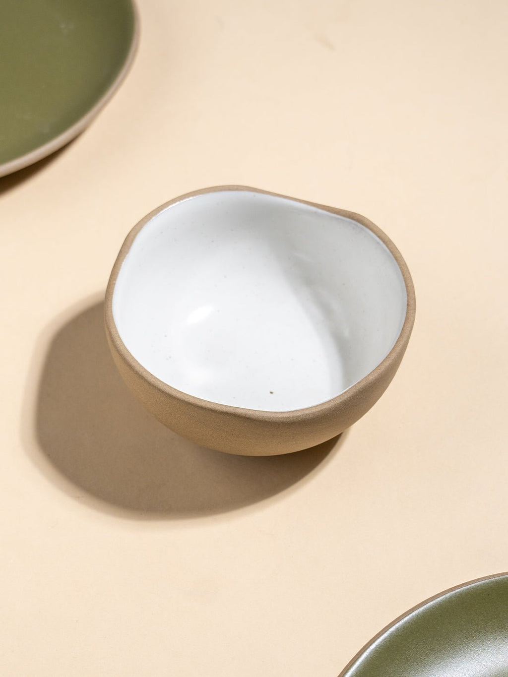 Olive Green & Beige Mix Ceramic Dinner Set of 23 - The Golden Theory