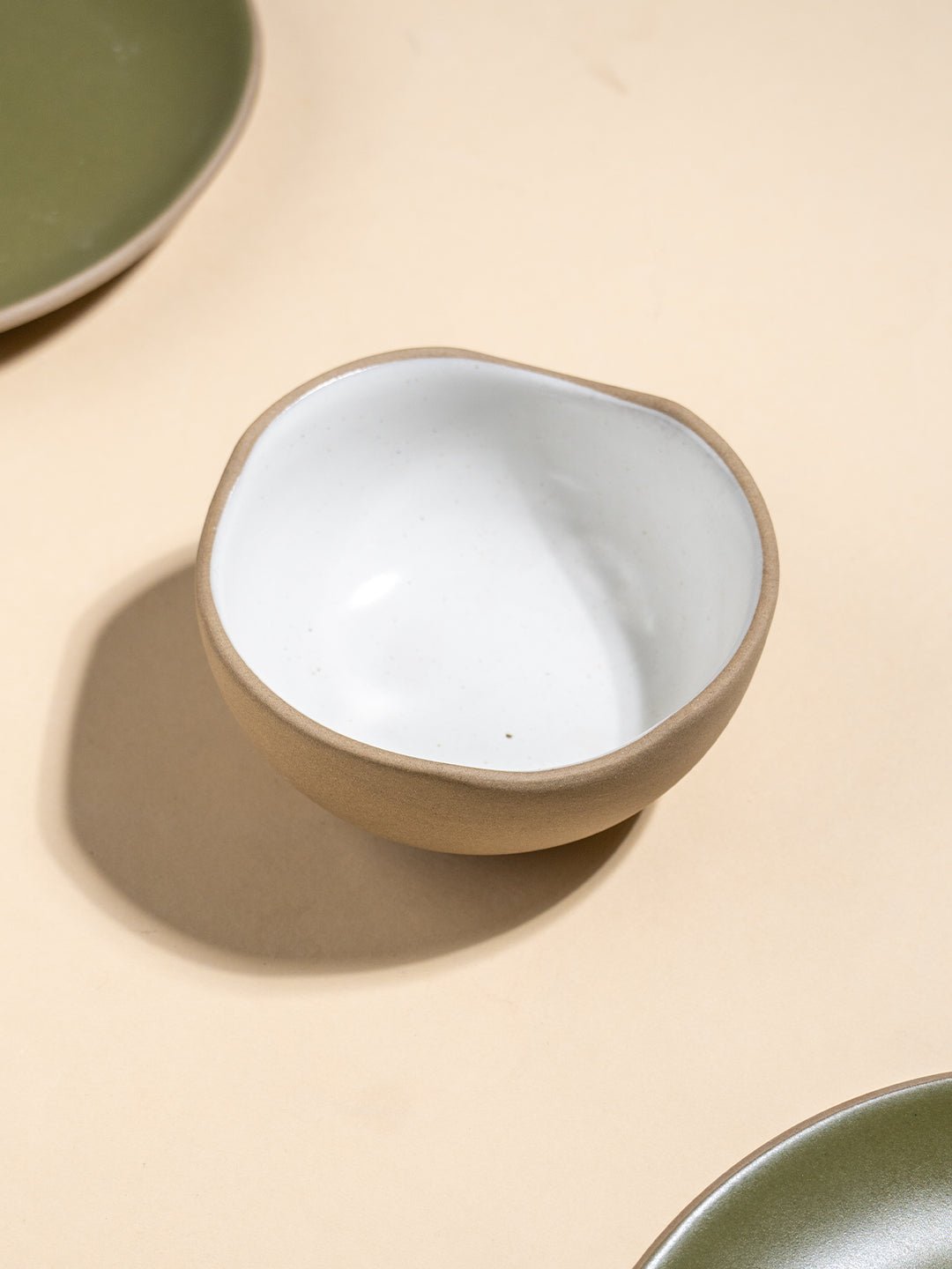 Olive Green & Beige Mix Ceramic Dinner Set of 23 - The Golden Theory