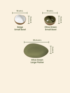 Olive Green & Beige Mix Ceramic Dinner Set of 23 - The Golden Theory
