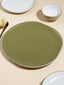 Olive Green & Beige Rustic Ceramic Dinner Plate - The Golden Theory