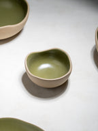 Olive Green & Beige Rustic Ceramic Dinner Set of 22 - The Golden Theory