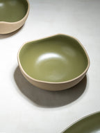 Olive Green & Beige Rustic Ceramic Dinner Set of 22 - The Golden Theory