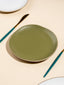 Olive Green & Beige Rustic Ceramic Quarter Plate - The Golden Theory