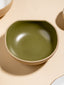 Olive Green & Beige Rustic Ceramic Serving Bowl - The Golden Theory
