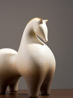 Ombre White & Gold Modern Speckled Horse Sculpture - The Golden Theory
