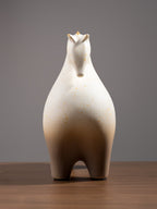 Ombre White & Gold Modern Speckled Horse Sculpture - The Golden Theory