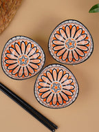 Orange & Black Ember Square Ceramic Bowls Set of 3 - The Golden Theory