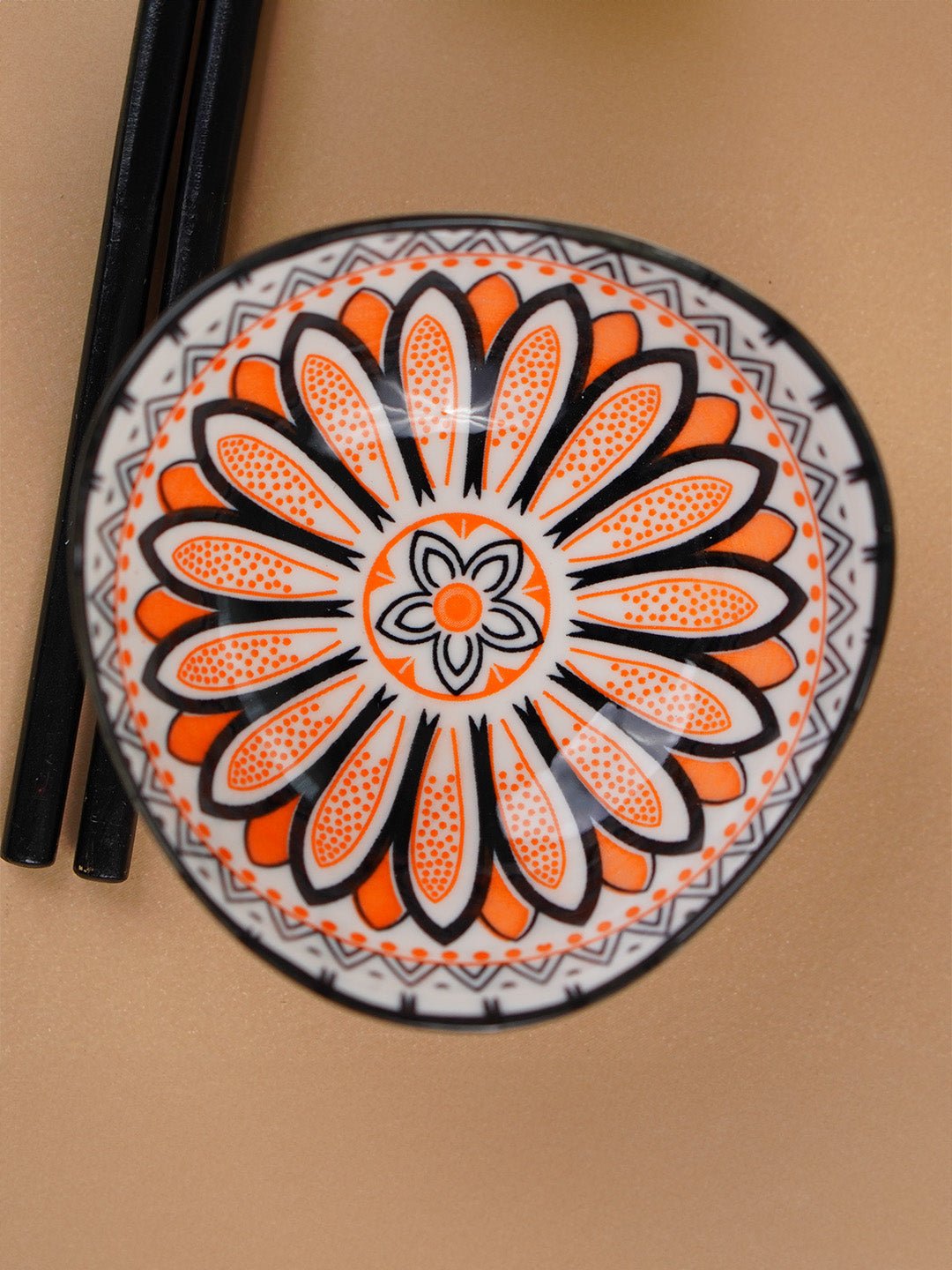 Orange & Black Ember Square Ceramic Bowls Set of 3 - The Golden Theory