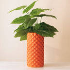 Orange Ceramic Cylindrical Shaped Flower Vase - The Golden Theory
