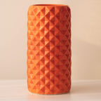 Orange Ceramic Cylindrical Shaped Flower Vase - The Golden Theory