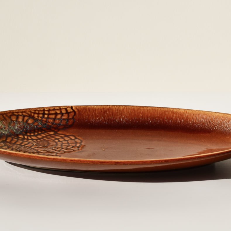 Orange Ceramic Oval Shaped Platter - The Golden Theory