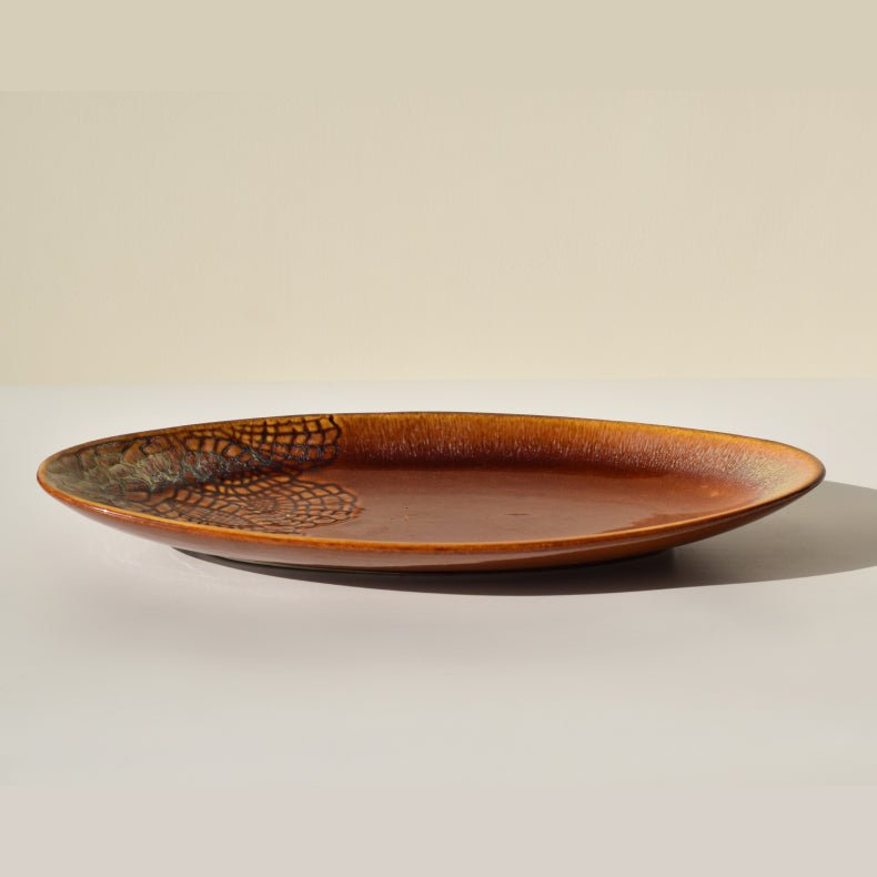 Orange Ceramic Oval Shaped Platter - The Golden Theory
