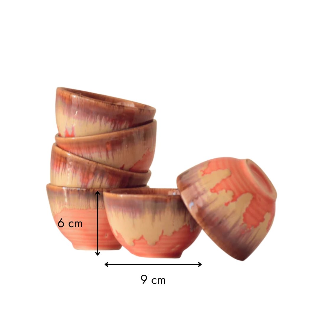 Orange Ceramic Small Bowl | Set of 4 - The Golden Theory