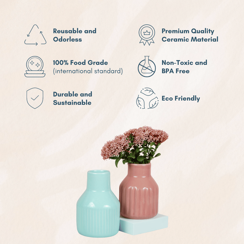 Pastel Blue Ceramic Decorative Vase - The Golden Theory