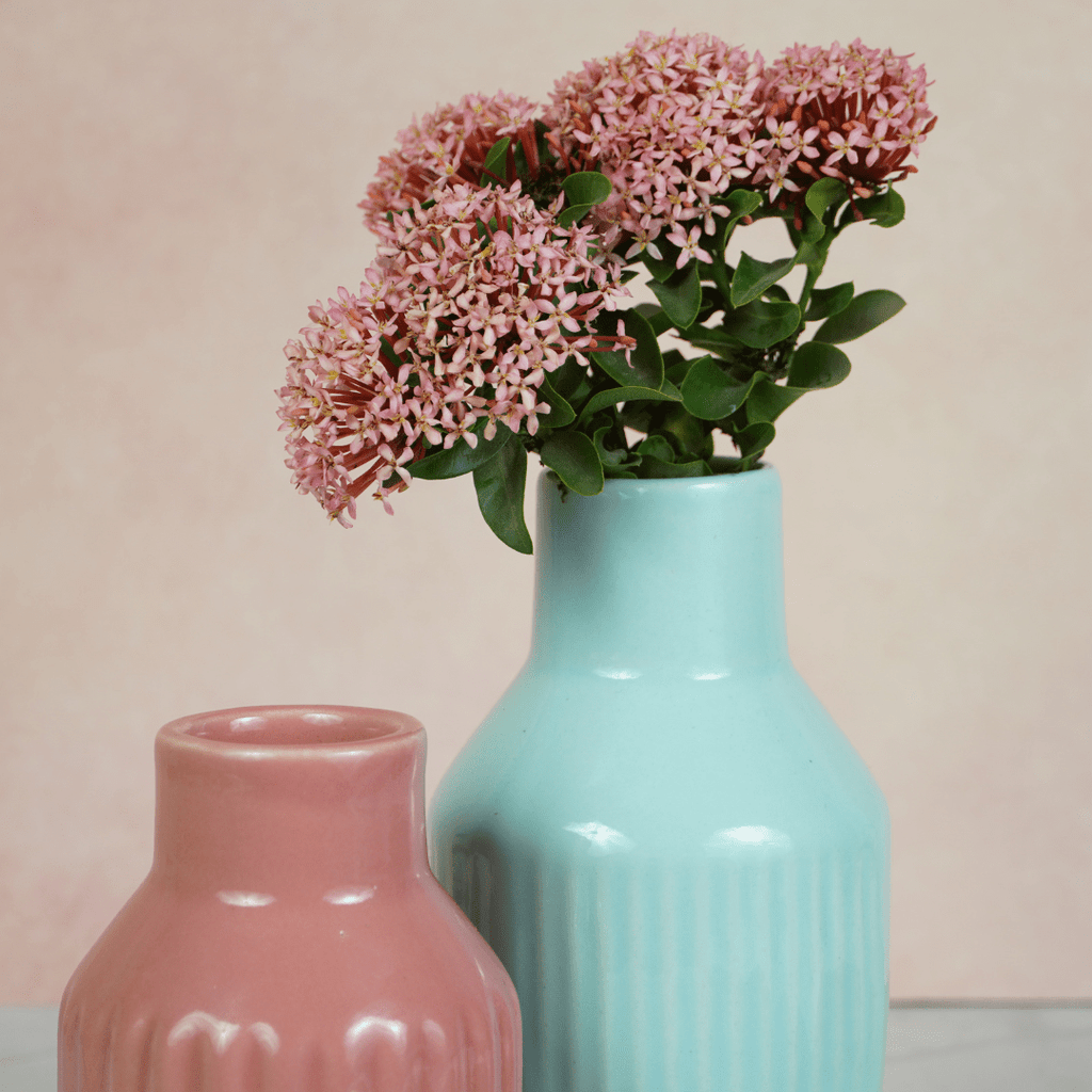Pastel Blue Ceramic Decorative Vase - The Golden Theory