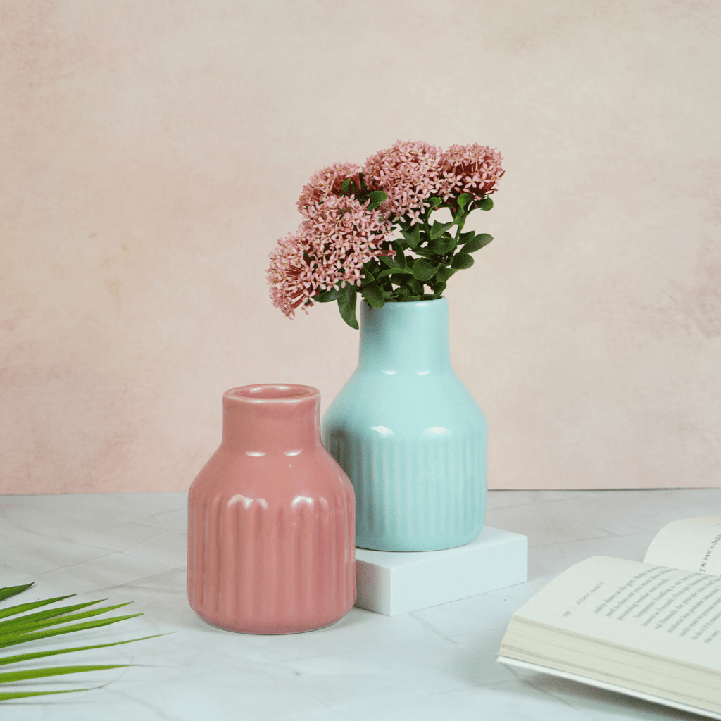 Pastel Blue Ceramic Decorative Vase - The Golden Theory