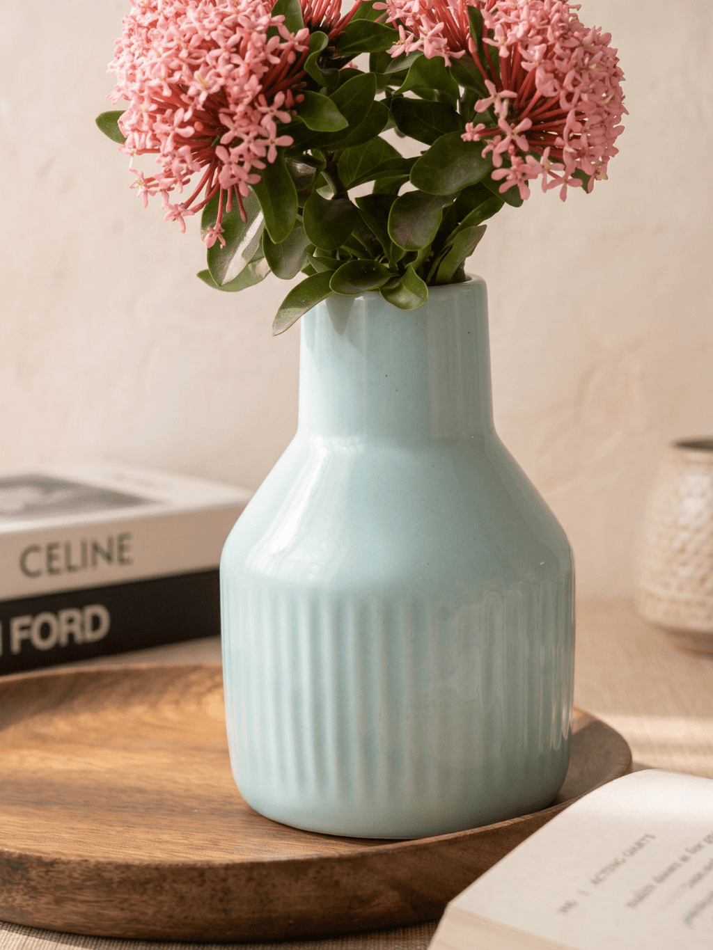 Pastel Blue Ceramic Decorative Vase - The Golden Theory