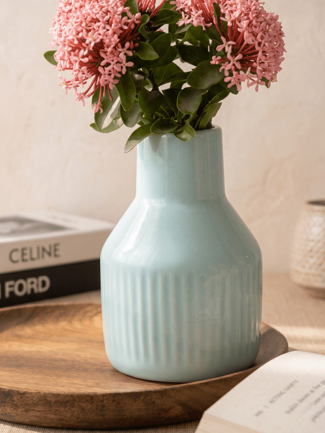 Pastel Blue Ceramic Decorative Vase - The Golden Theory