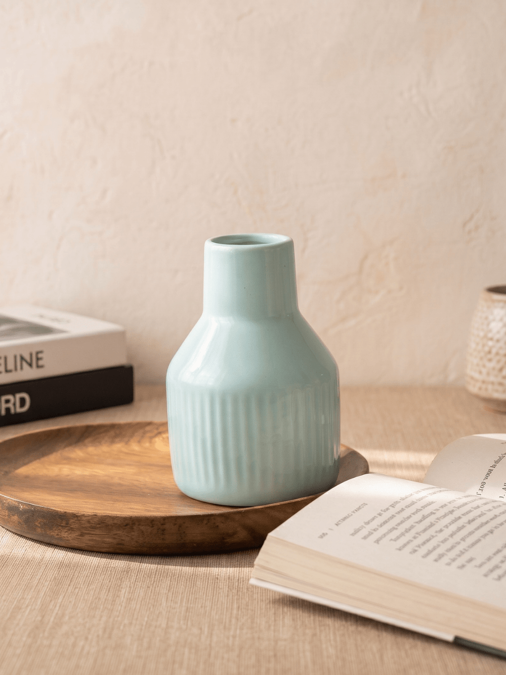 Pastel Blue Ceramic Decorative Vase - The Golden Theory