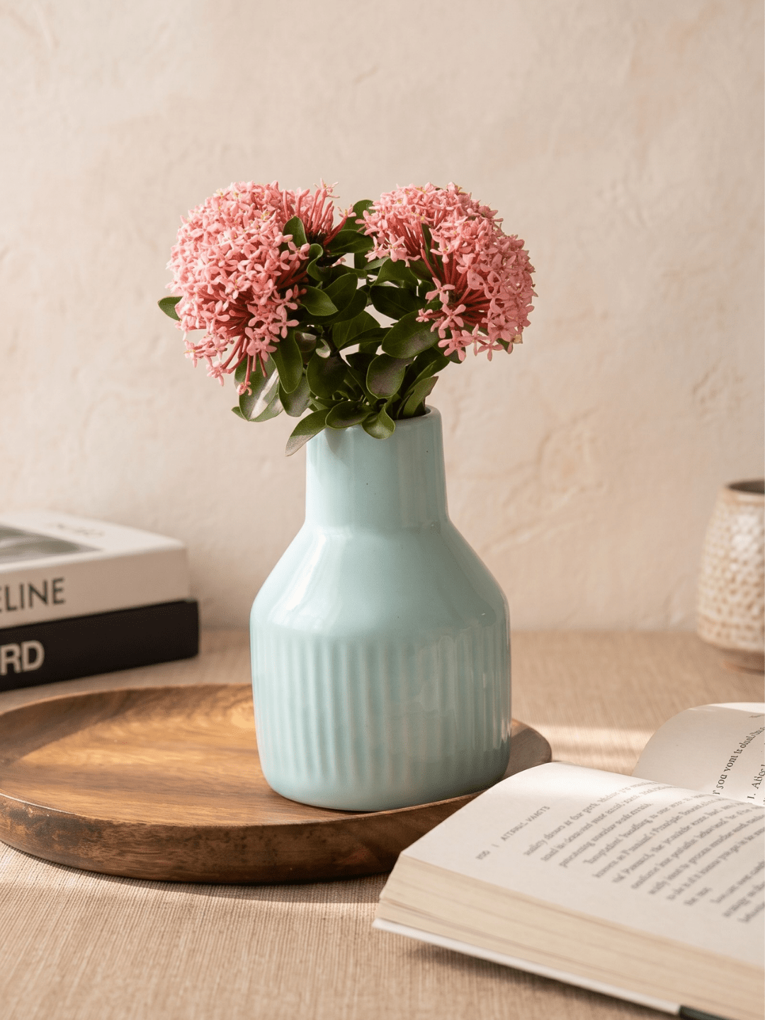 Pastel Blue Ceramic Decorative Vase - The Golden Theory Main image