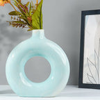 Pastel Blue Circular Vase with Open Center - The Golden Theory