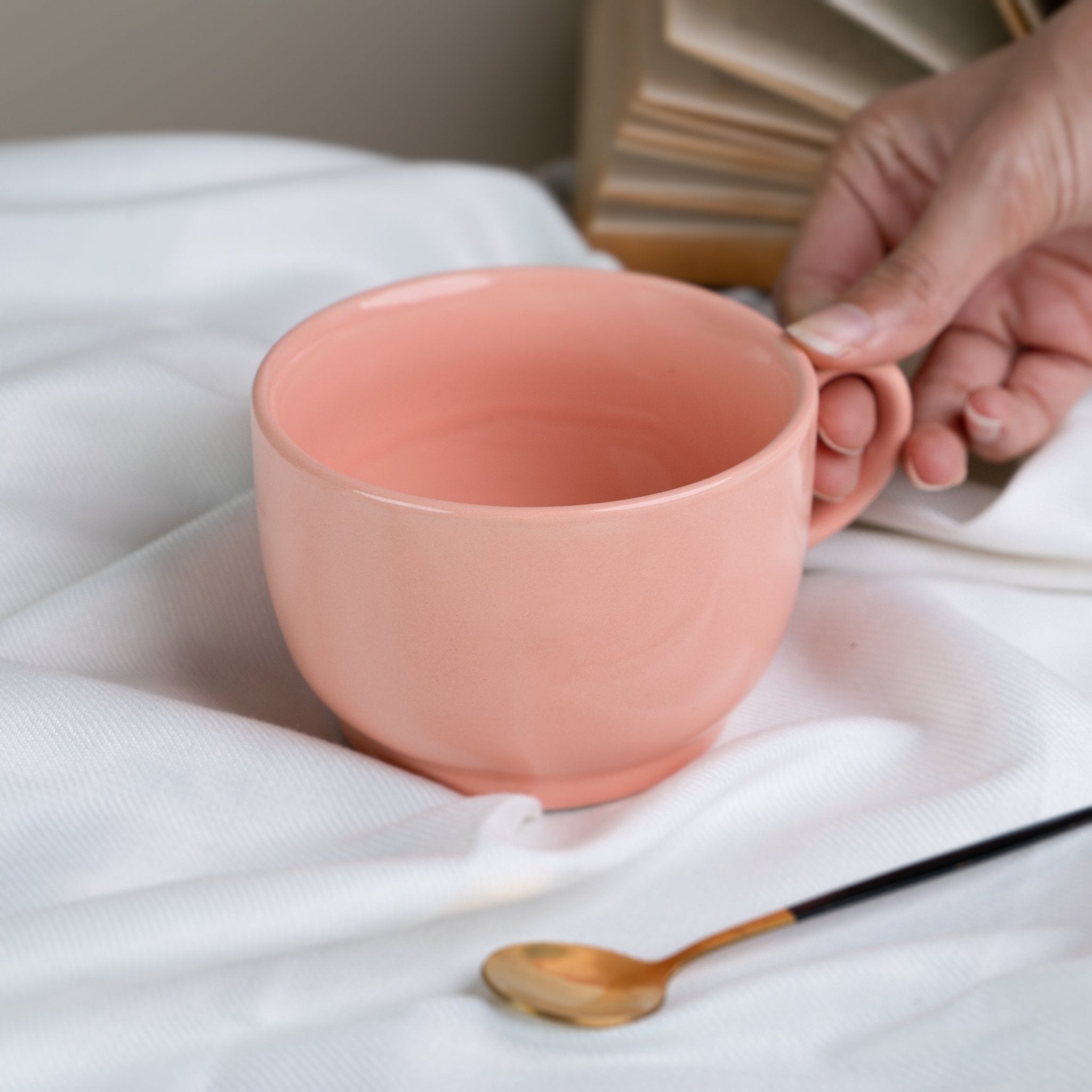 Pastel Peach Teacup - The Golden Theory