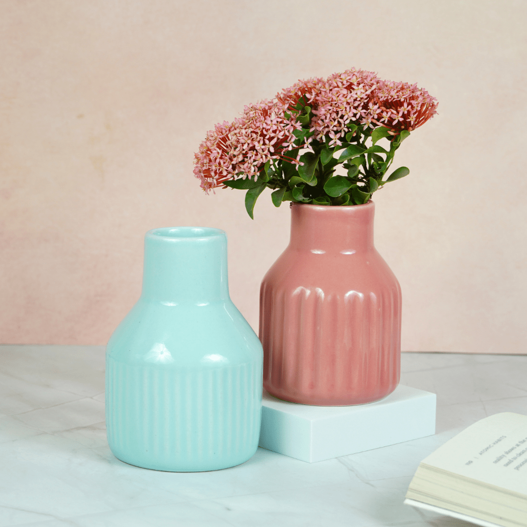 Pastel Pink Ceramic Decorative Vase - The Golden Theory