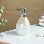 Pearlescent White and Gold Drip Ceramic Soap Dispenser - The Golden Theory