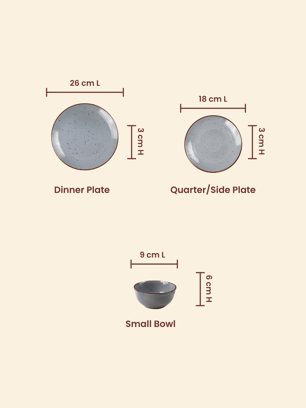 Pebble Grey Ceramic Dinner Set (Set of 18) - The Golden Theory