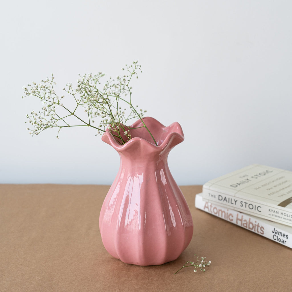 Pink Ceramic Flower Vase for Stylish Home Décor - The Golden Theory