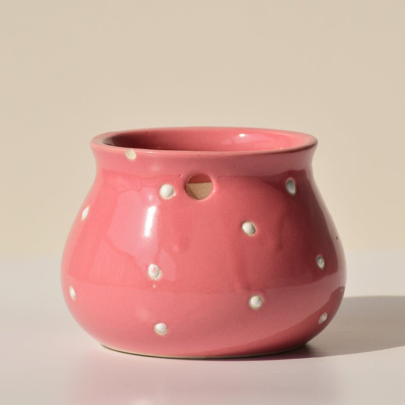 Pink Ceramic Matka Shaped Planter - The Golden Theory