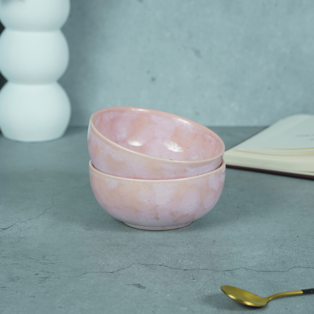 Pink Ceramic Pearl Palette Bowl | Set of 2 - The Golden Theory
