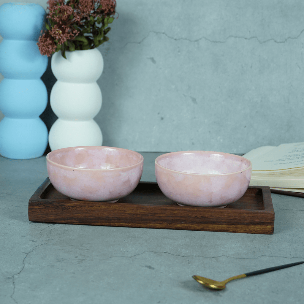 Pink Ceramic Pearl Palette Bowl | Set of 2 - The Golden Theory