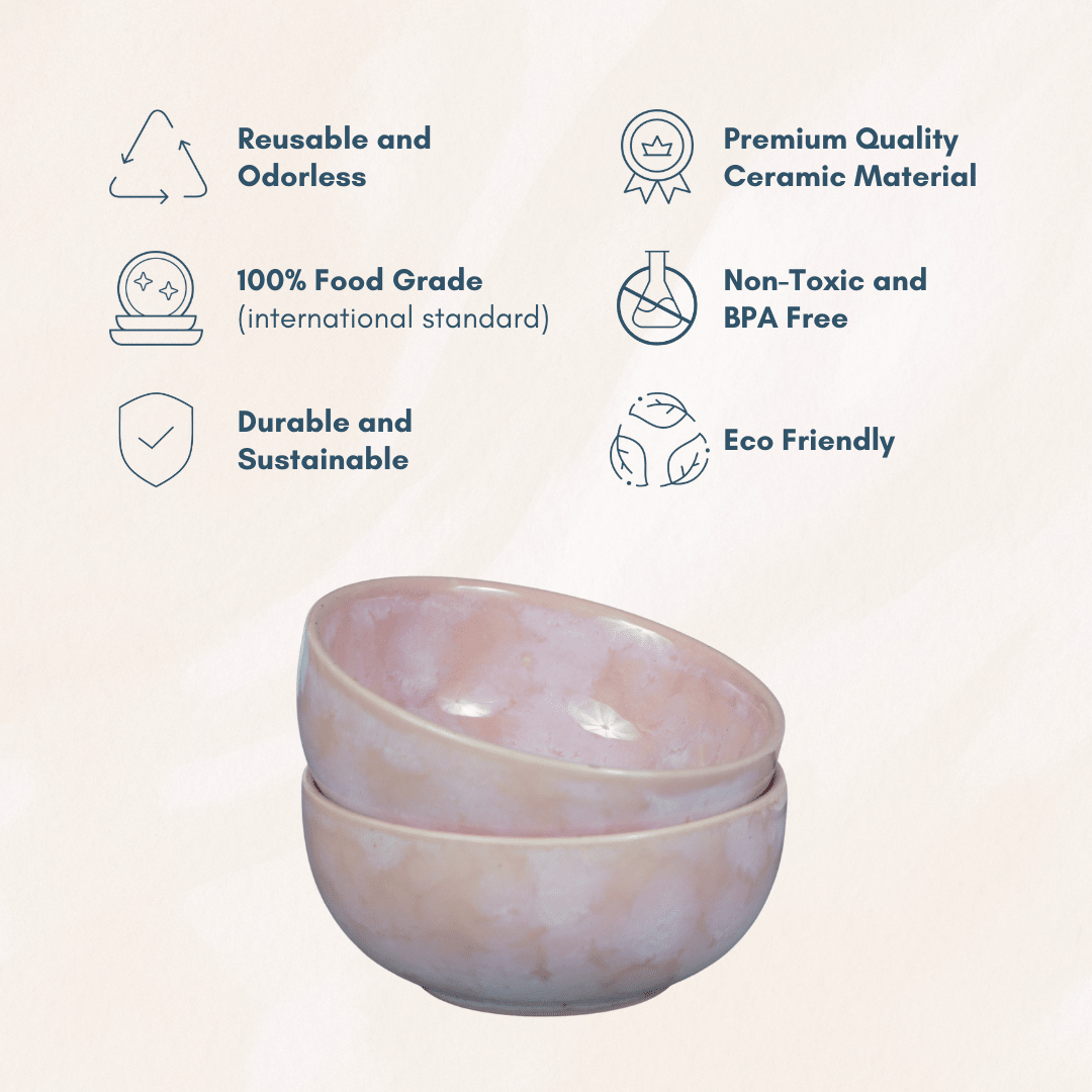 Pink Ceramic Pearl Palette Bowl | Set of 2 - The Golden Theory