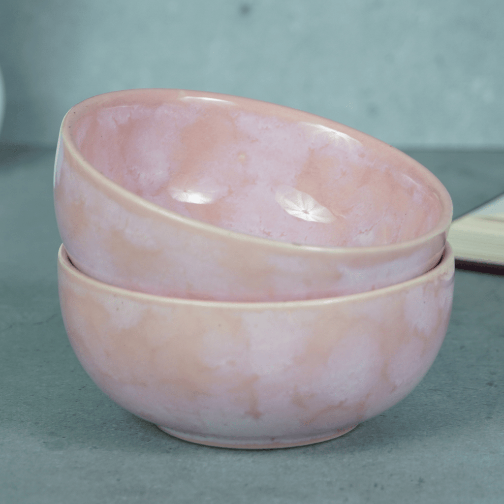Pink Ceramic Pearl Palette Bowl | Set of 2 - The Golden Theory