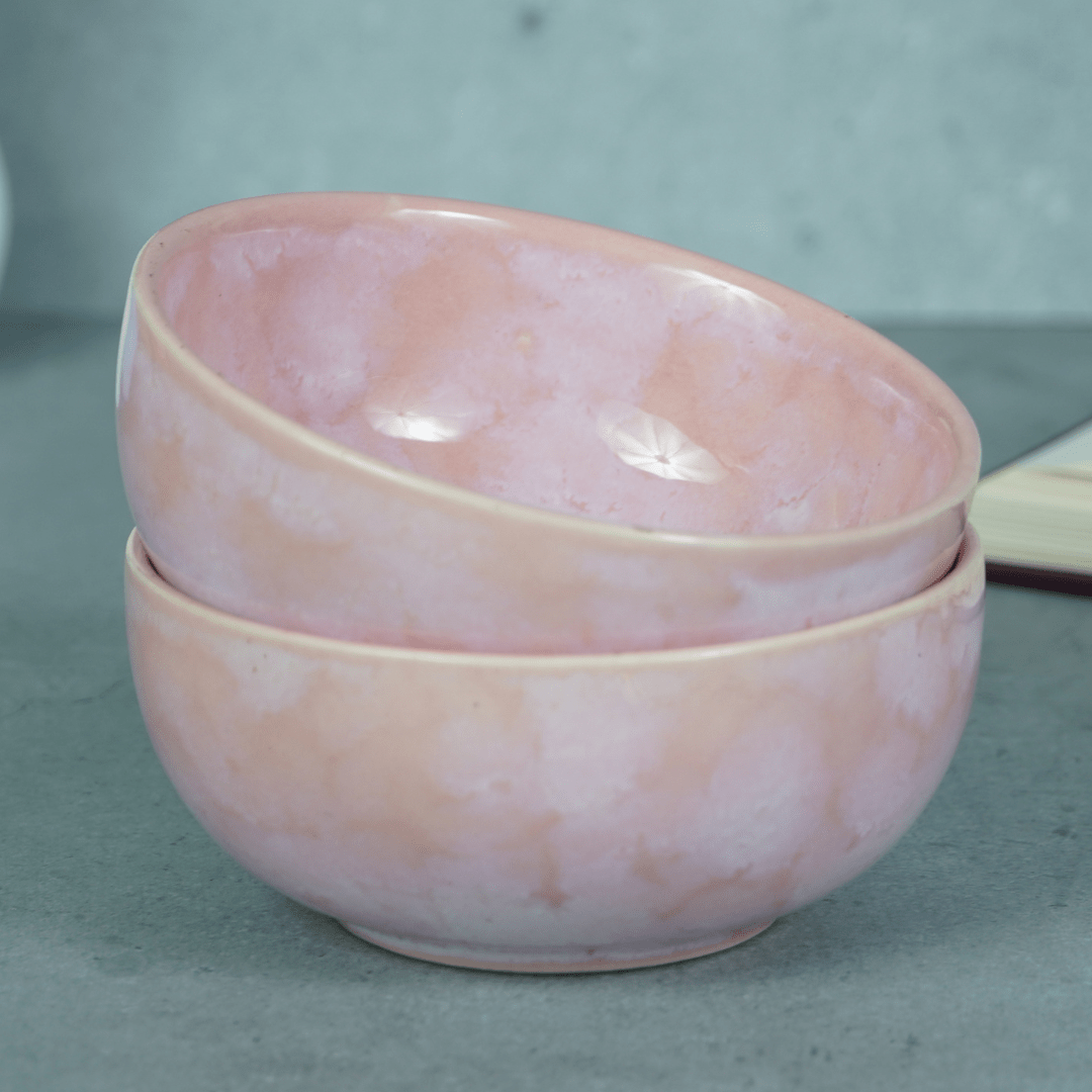 Pink Ceramic Pearl Palette Bowl | Set of 2 - The Golden Theory