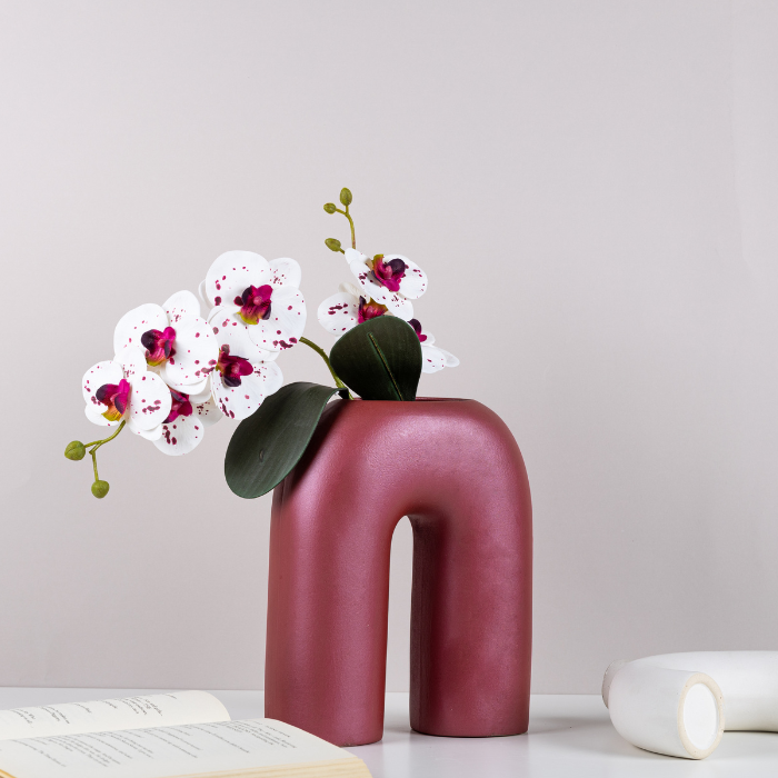 Pink Color Ceramic Vase with Two Legs Main image