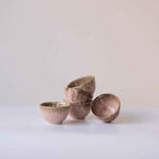 Pink Color Round-Shaped Small Bowl with Brown Drops Border - The Golden Theory