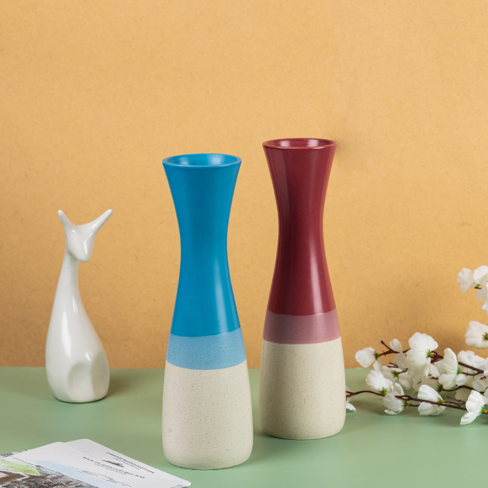 Pink Dual Color Shaded Long Flower Vase